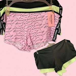 Juicy Couture Plus 2X Script Print- Neon Yellow- Black Side Logo Cheeky Panties